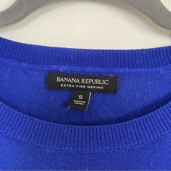 Banana Republic Sweater Women's S Blue 100% Extra Fine Merino Wool C'est L'amour - Picture 3 of 12